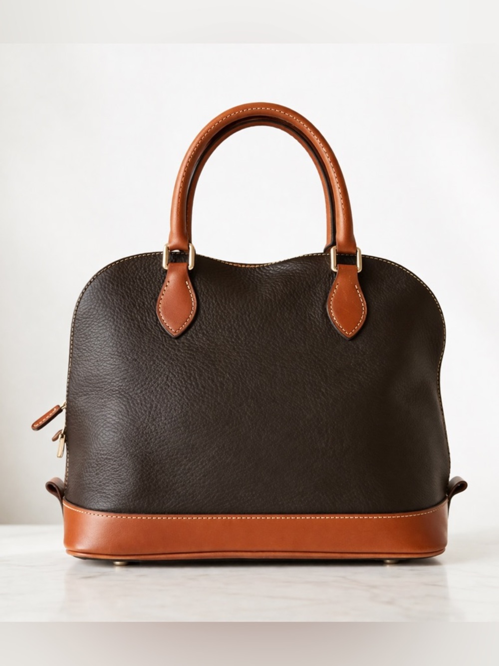 Dooney & Bourke Pebble Grain Domed Satchel in Brown Tmoro - Picture 2 of 9